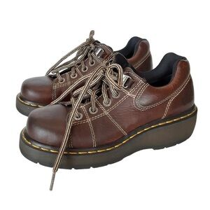 Dr Martens Vintage Style Oxford Shoes Brown Leather Low Top Womens 7M 9806